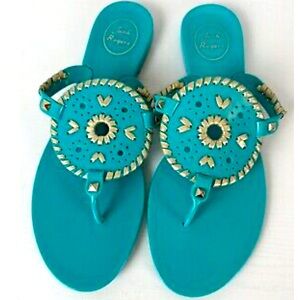 Jack Rogers Georgica Jelly Sandal- teal - size 10